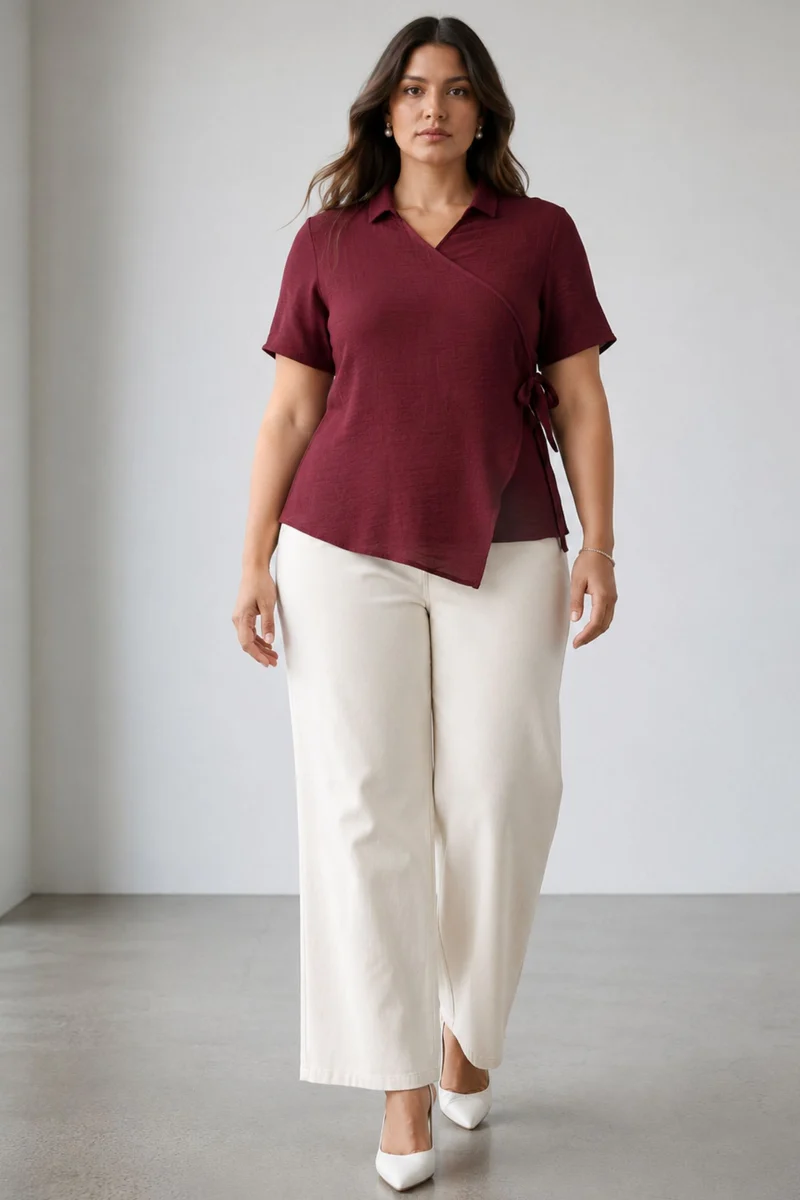 Ravela|Viscose Wrap Style Shirt