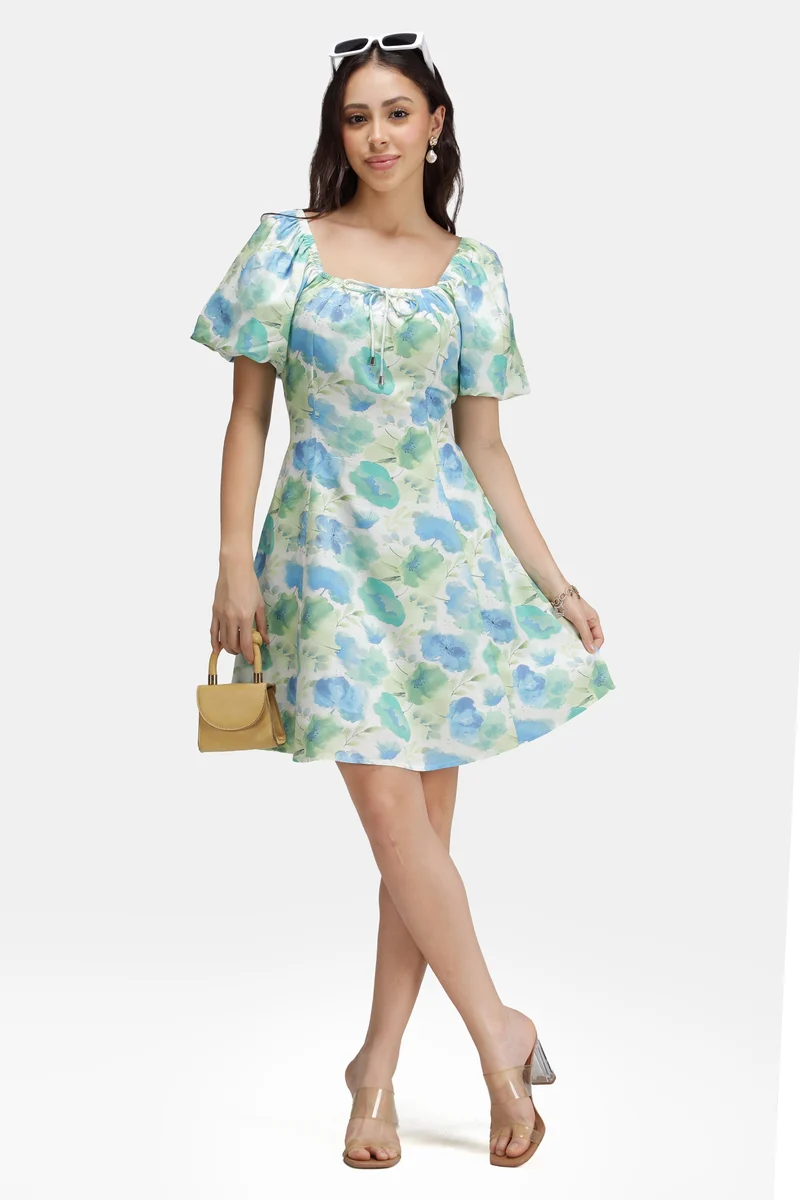 Aaravi|100% Viscose Printed Mini Dress