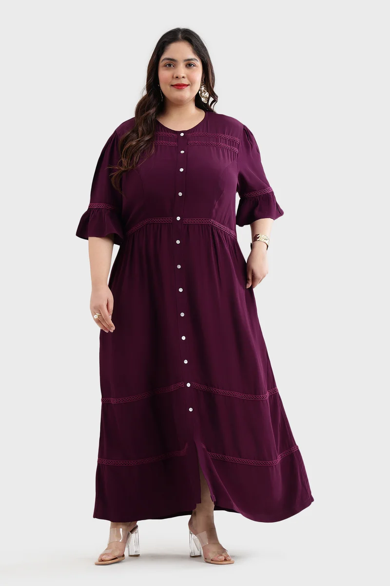 Adsel|Viscose Button Down Maxi Dress