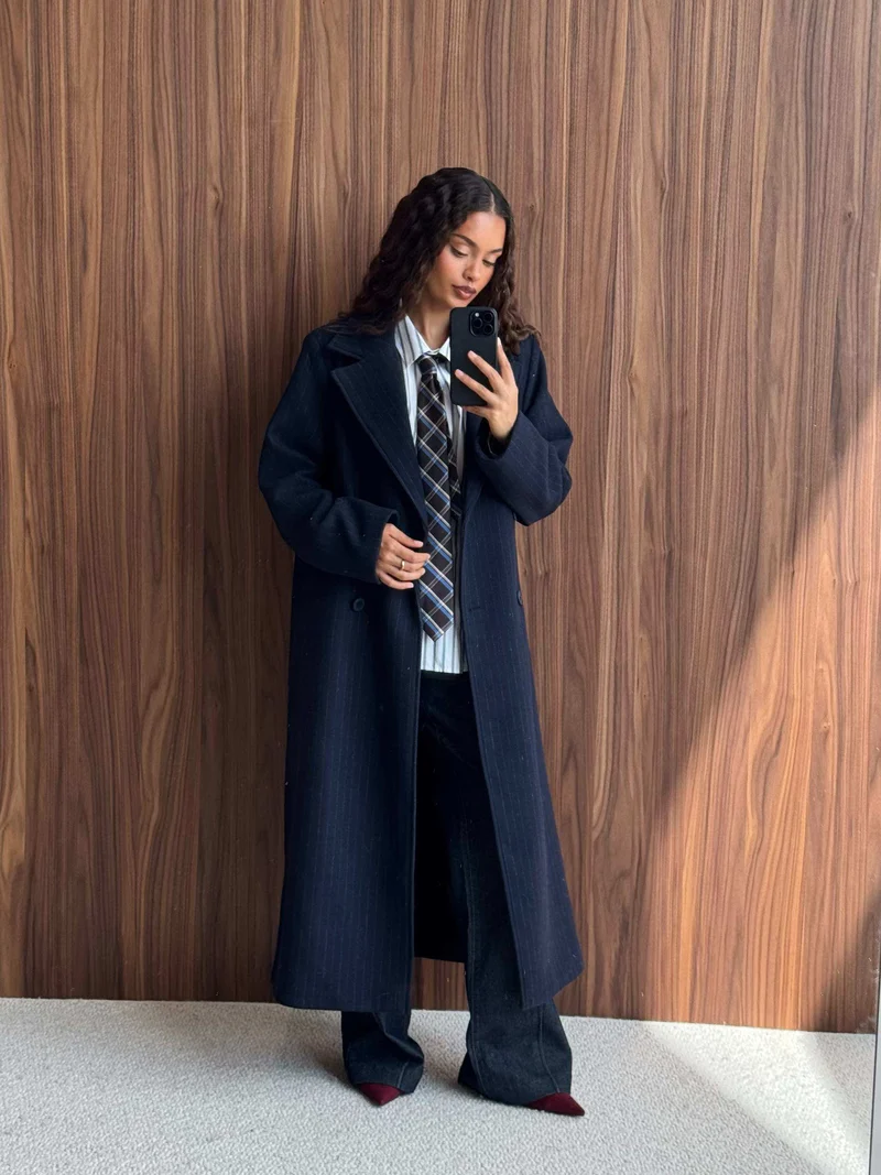 Straight Wool Blend Coat