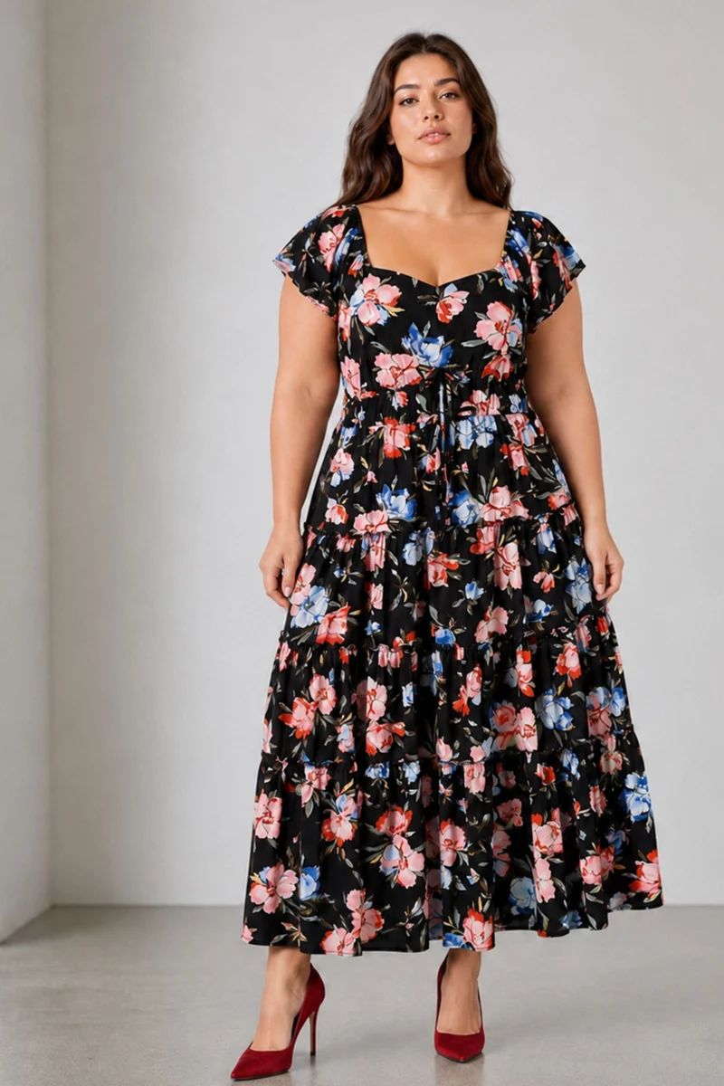 Tauko|Viscose Maxi Tiered Dress