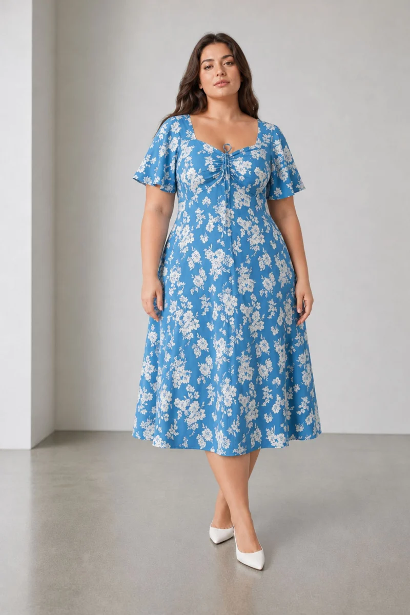 Terima|Viscose Fit And Flare Midi Dress