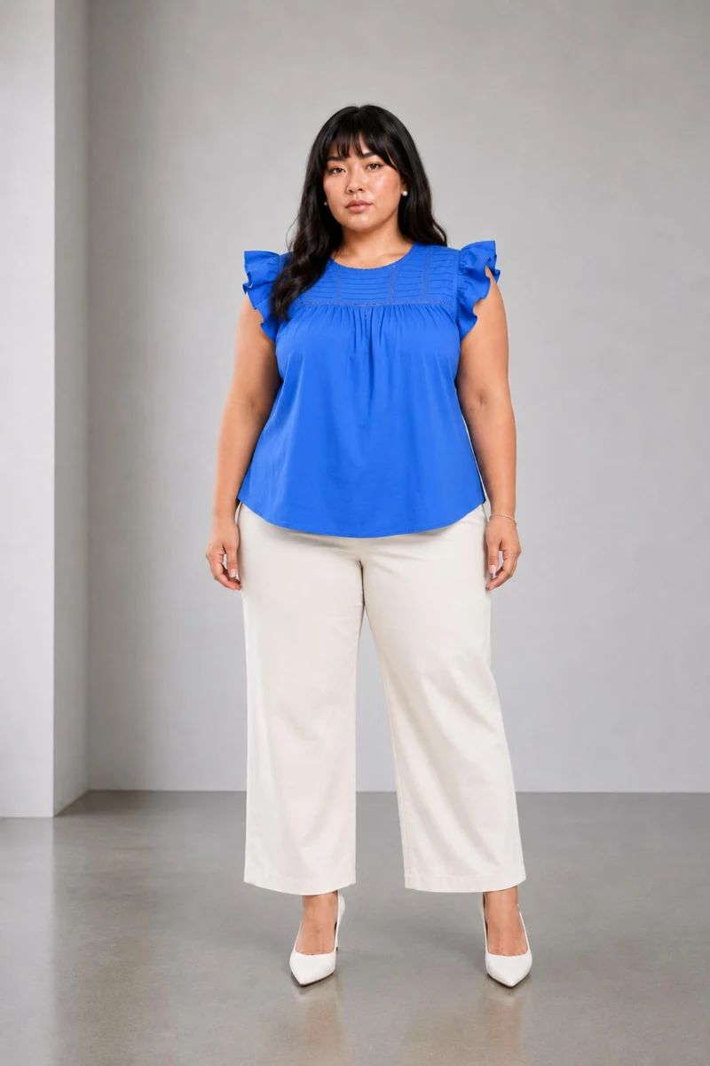 Cerela|Linen Pintuck Yoke Top