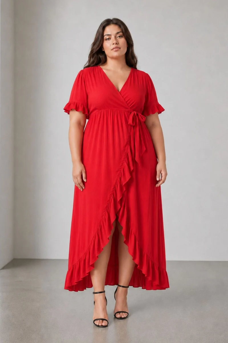 Rosaue|Viscose Wrapstyle Flared Dress