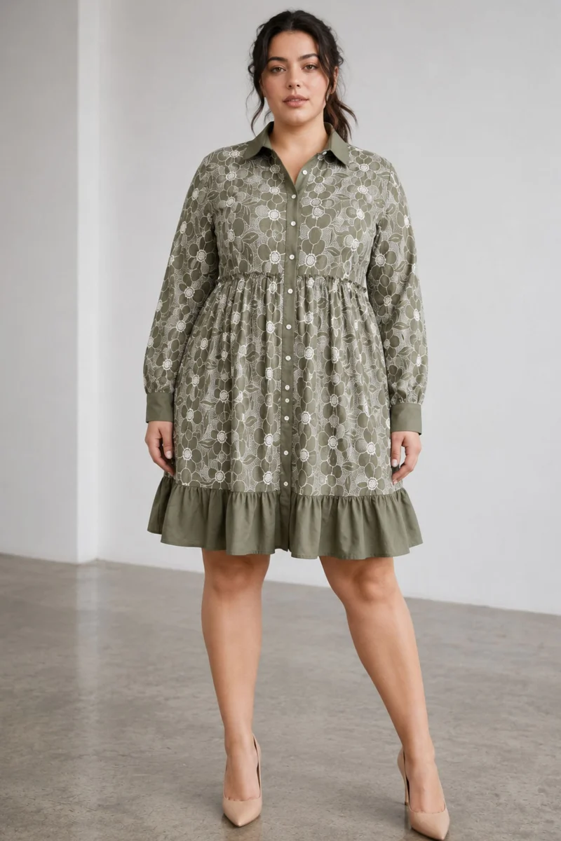 Veloria|Cotton Schiffli Shirt Dress