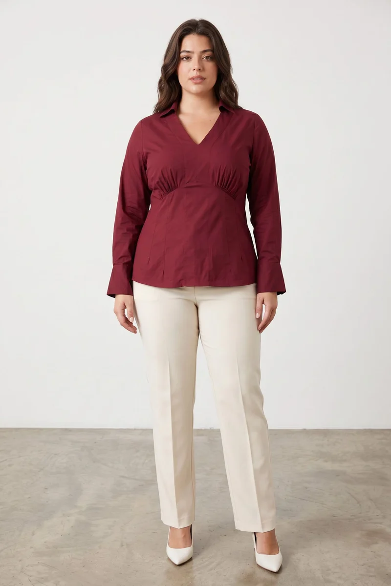Valer|V-Neck Top With Princes Panel Detailing