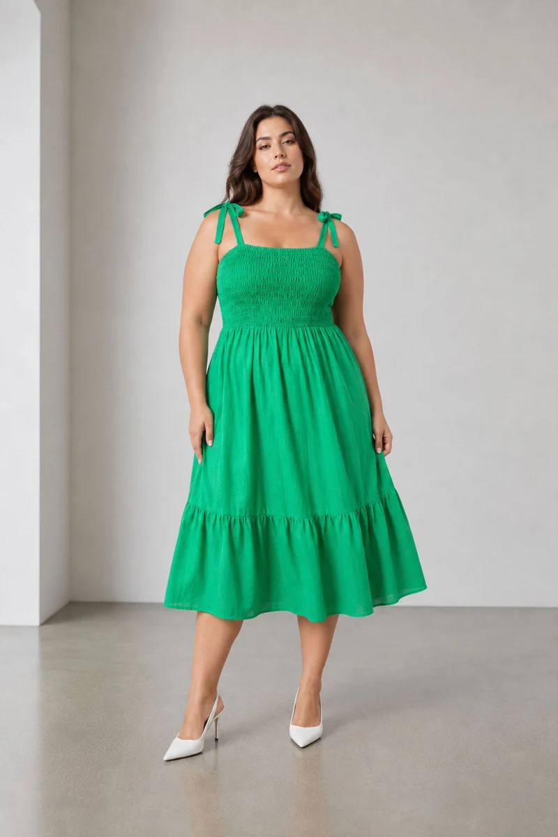 Verdelle|Cotton Smocked Bodice Dress