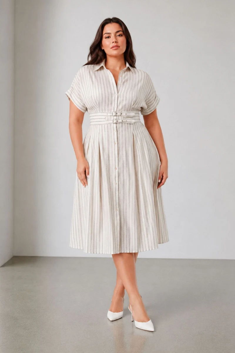 Crispelle|Cotton Double Belted Midi Dress