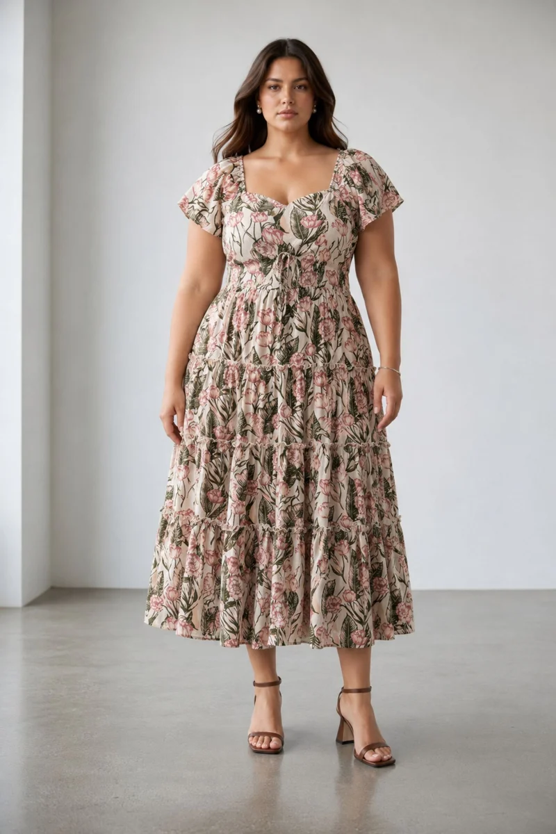 Floriel|Viscose Maxi Tiered Dress