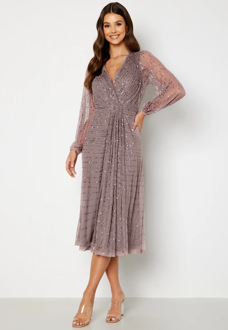 Long Sleeve Sequin Midi Dress