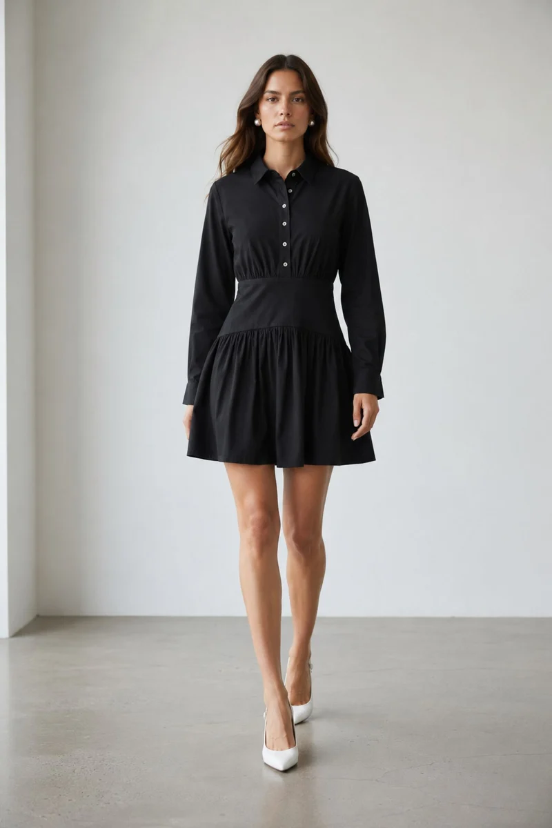 Larelle|100% Cotton Waist Yoke Detail Mini Dress