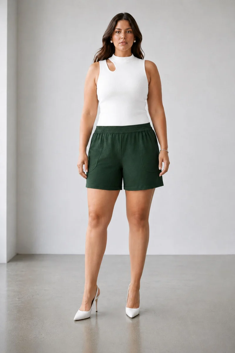 Kassia|100% Viscose High Waisted Shorts