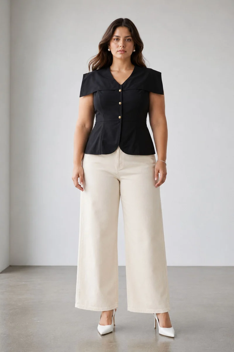Giavelle|100% Cotton Peplum Waist Coat