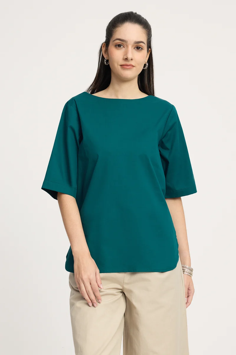 Yogitae|100% Cotton High-Low Top With Side Zipper