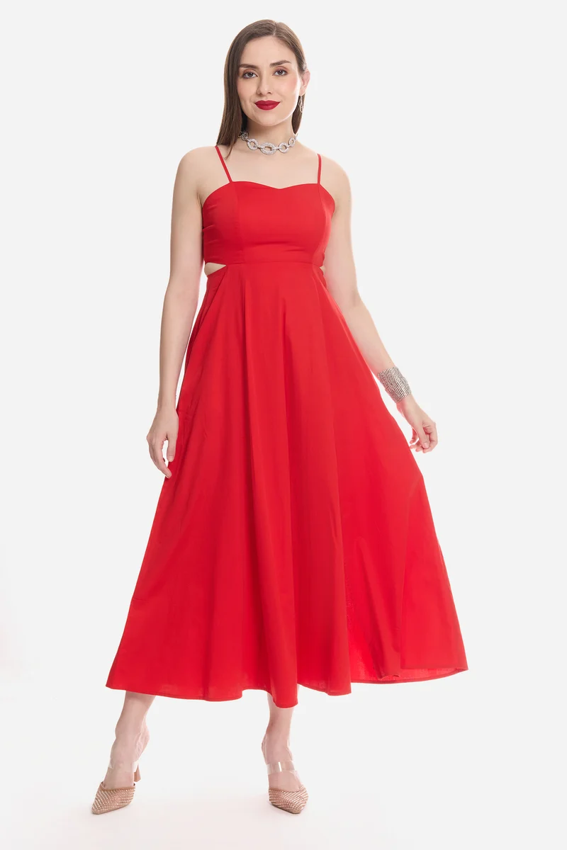 Sanis|100% Cotton Cut-Out Sweetheart Maxi