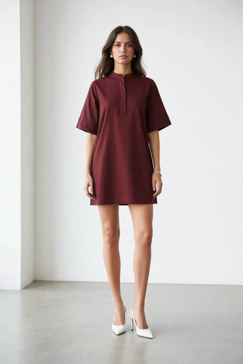 Moragi|100% Cotton Boxy Fit Classic Shirt Dress