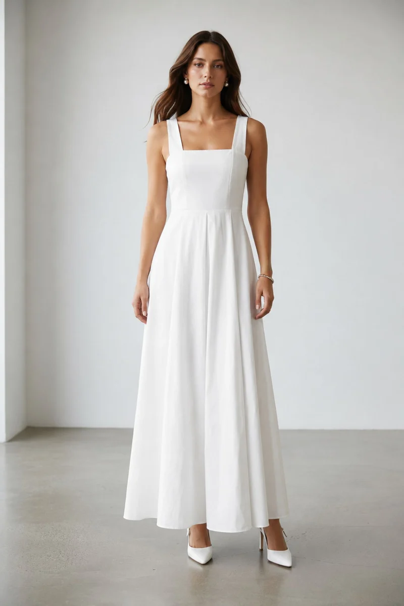Preyashi|100% Cotton Fit And Flare Dress With Bow