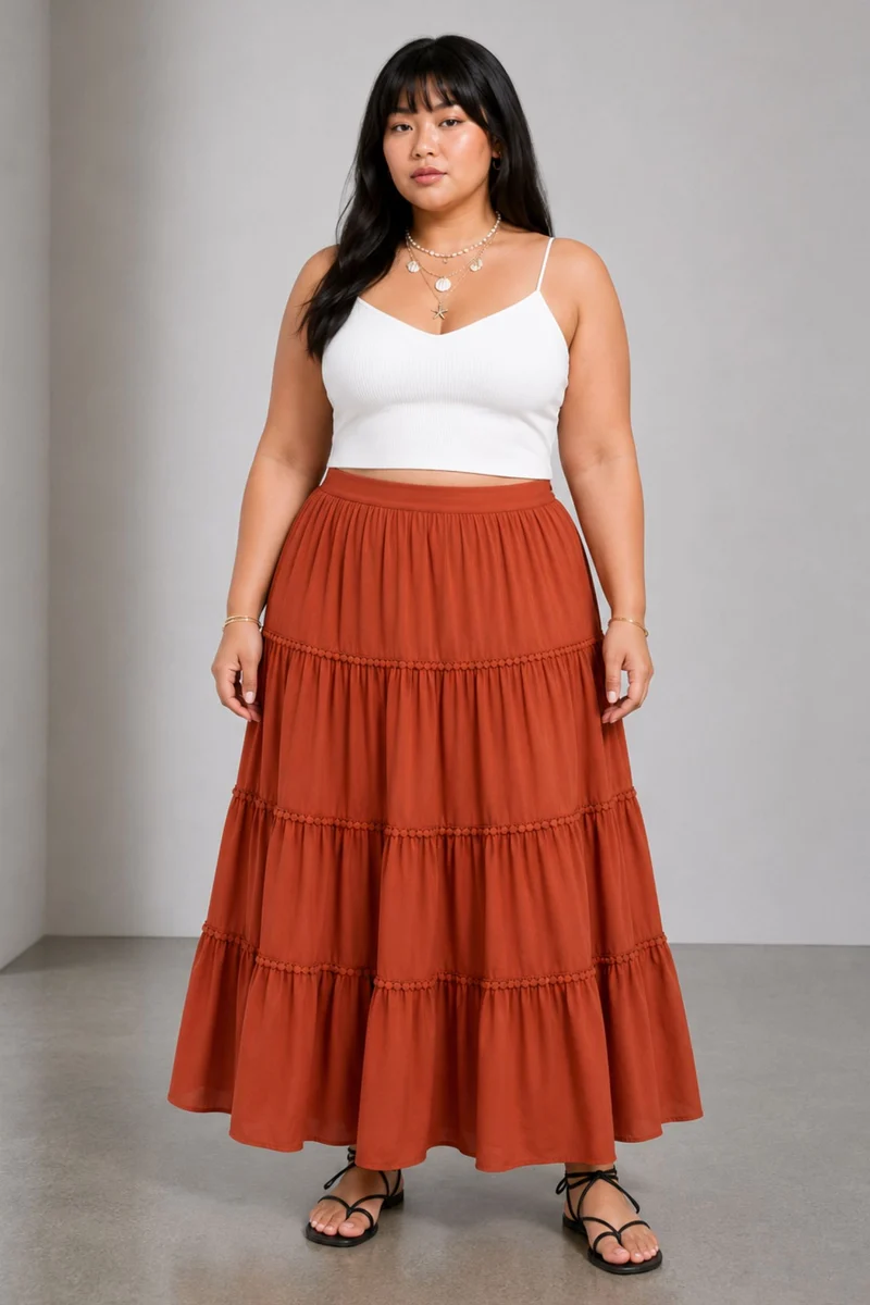 Sorina Skirt|100% Viscose Tired Skirt