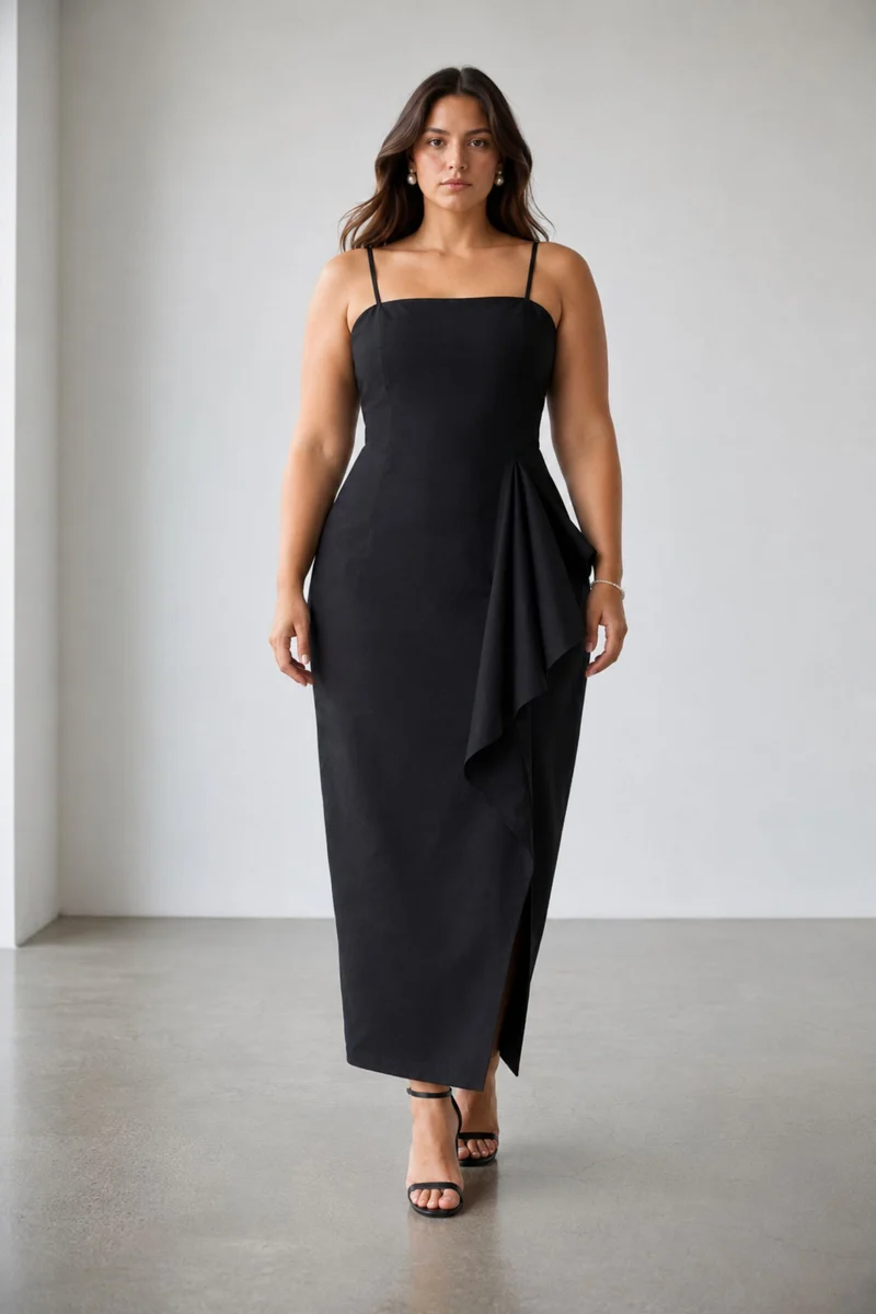 Rivelle|100% Viscose Strapless Fitted Maxi Dress