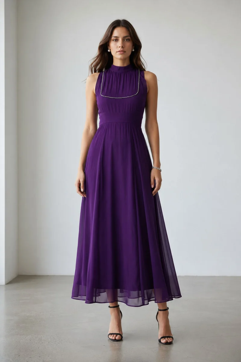 Velisse|100% Viscose Back Cut-Out Maxi Dress