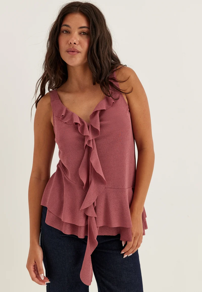 Sleeveless Flounce Top