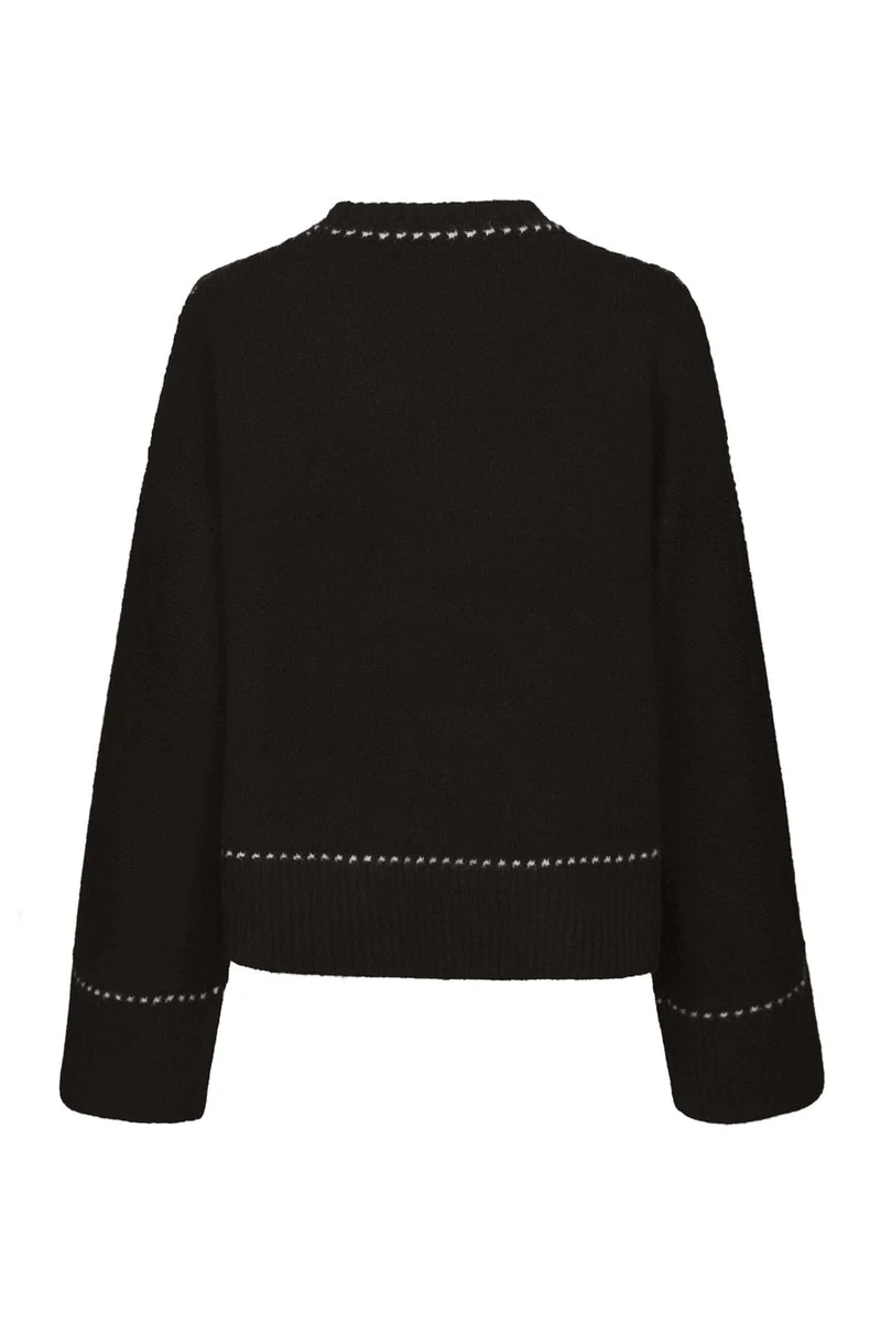 Neo Noir - Roeme Knit Stitch Blouse 164818 - 676 - Dark Brown