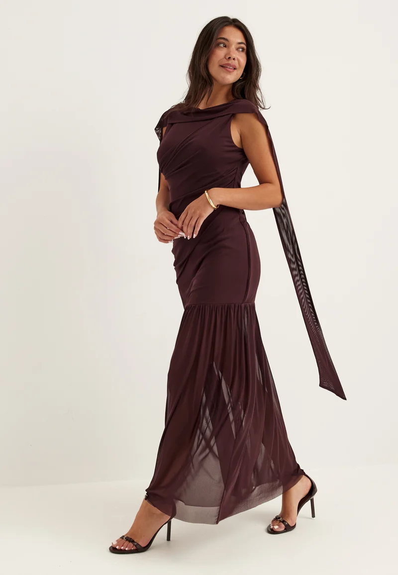 Scarf Mesh Ankle Dress