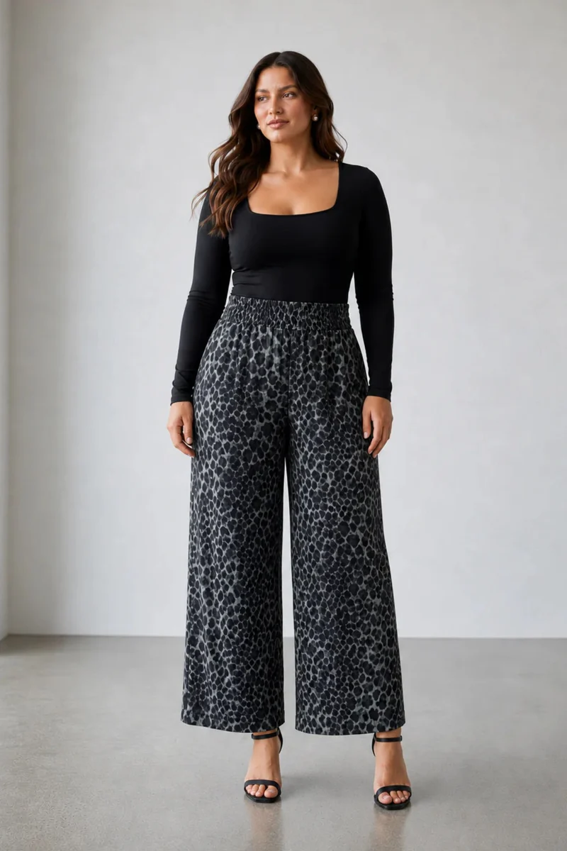 Mariselle|100% Viscose Wide Leg Pants