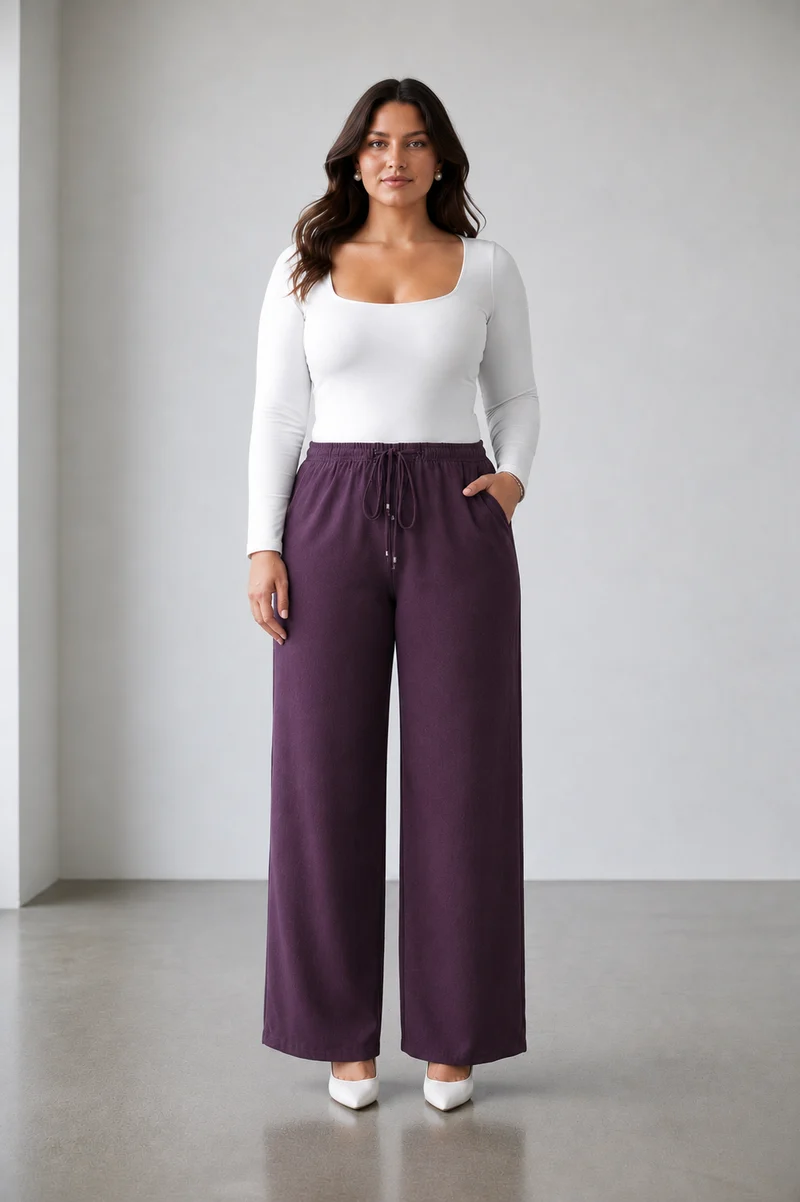 Celinea|100% Viscose Wide Leg Trousers