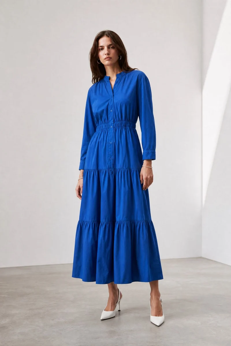 Astoria|100% Cotton Back Cut-Out Detail Shirt Dress