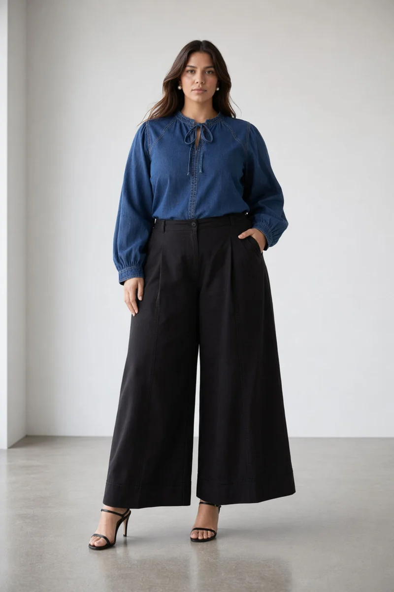 Isoldae|100% Cotton Denim Top