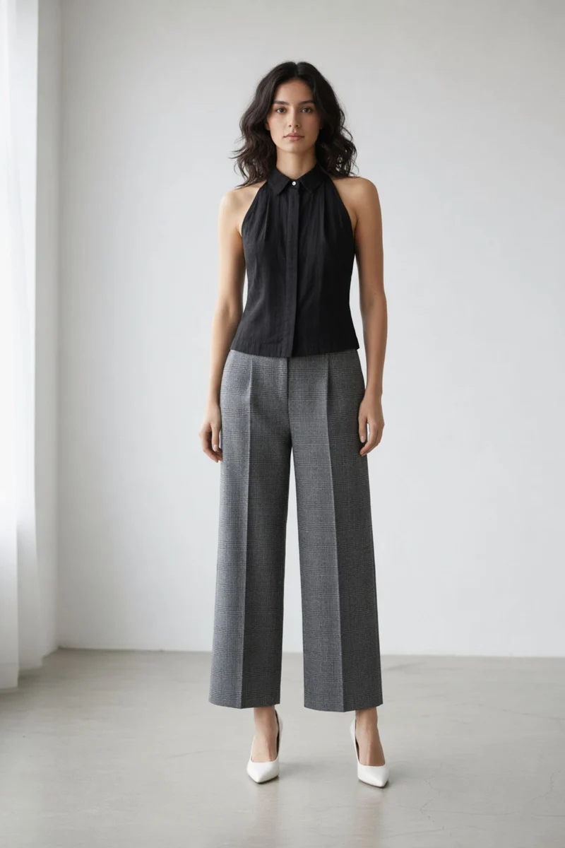 Elowenna|Black Collared Sleeveless Shirt