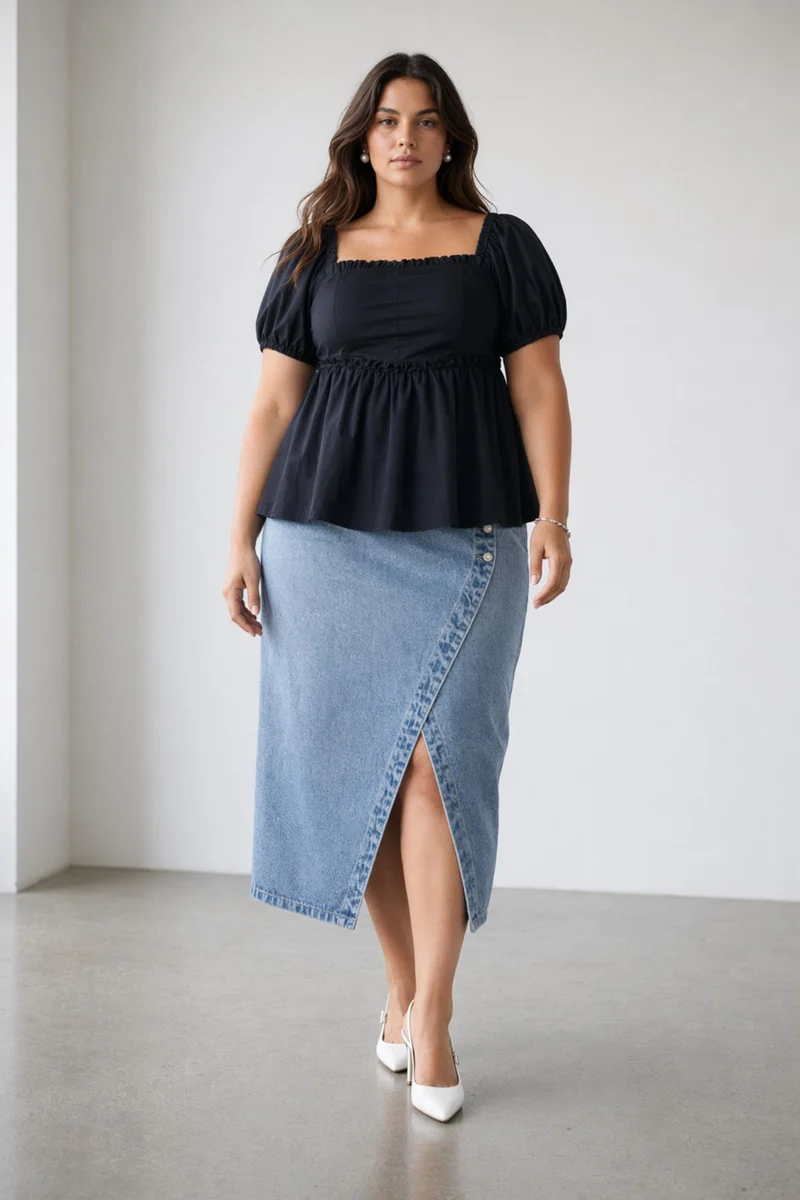 Verena|100% Cotton Peplum Top