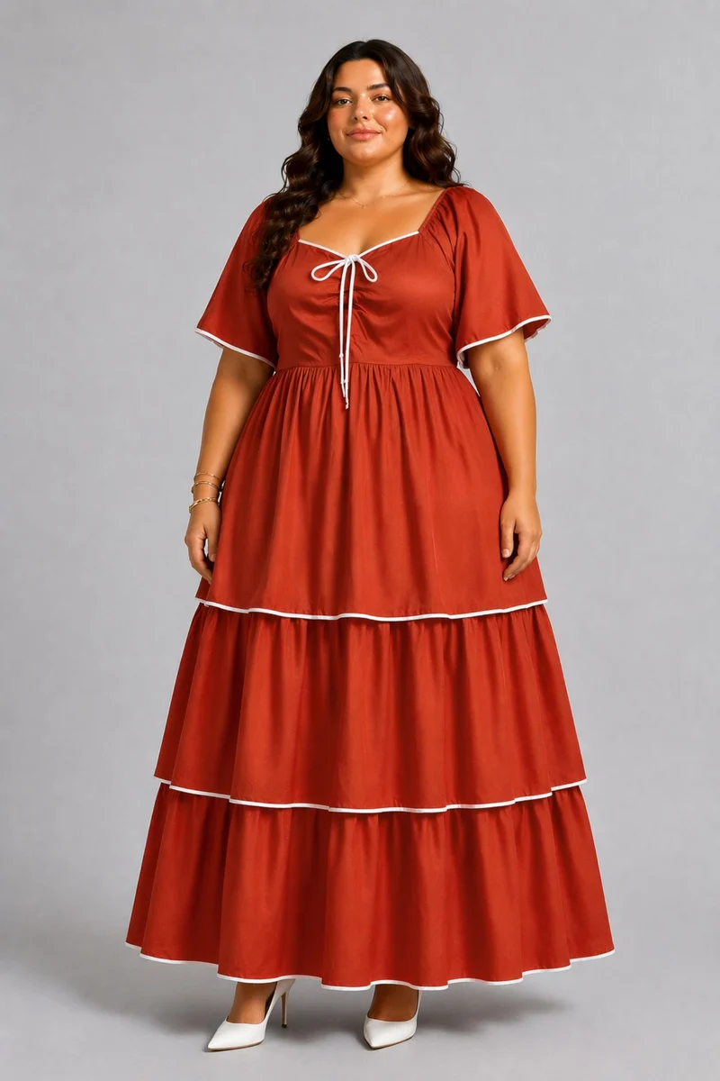 Marielle|100% Viscose Tiered Dress