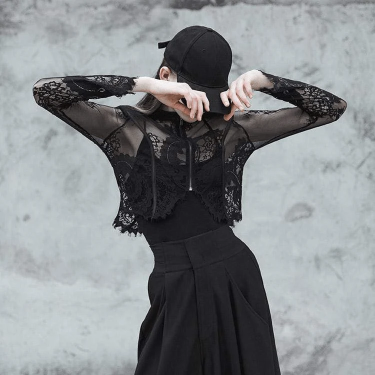 Goth blommiga spetsjackor för kvinnor