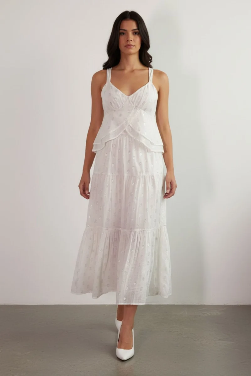 Novara Co-Ord|100% Cotton Ivory Whisper Tiered Co-Ord