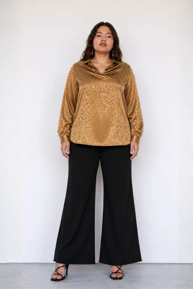 Valora|100% Viscose Cowl Neck Top