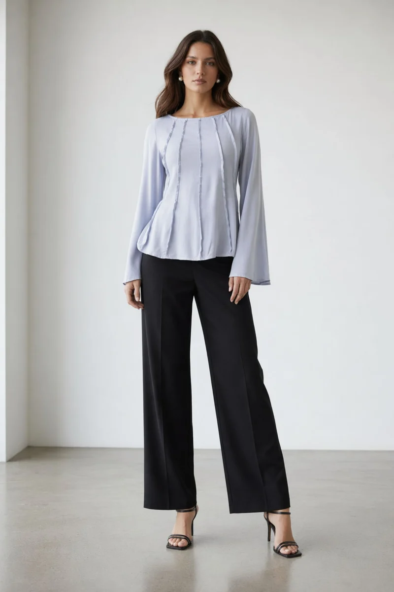 Sorelia|100% Viscose Pintuck Peplum Top