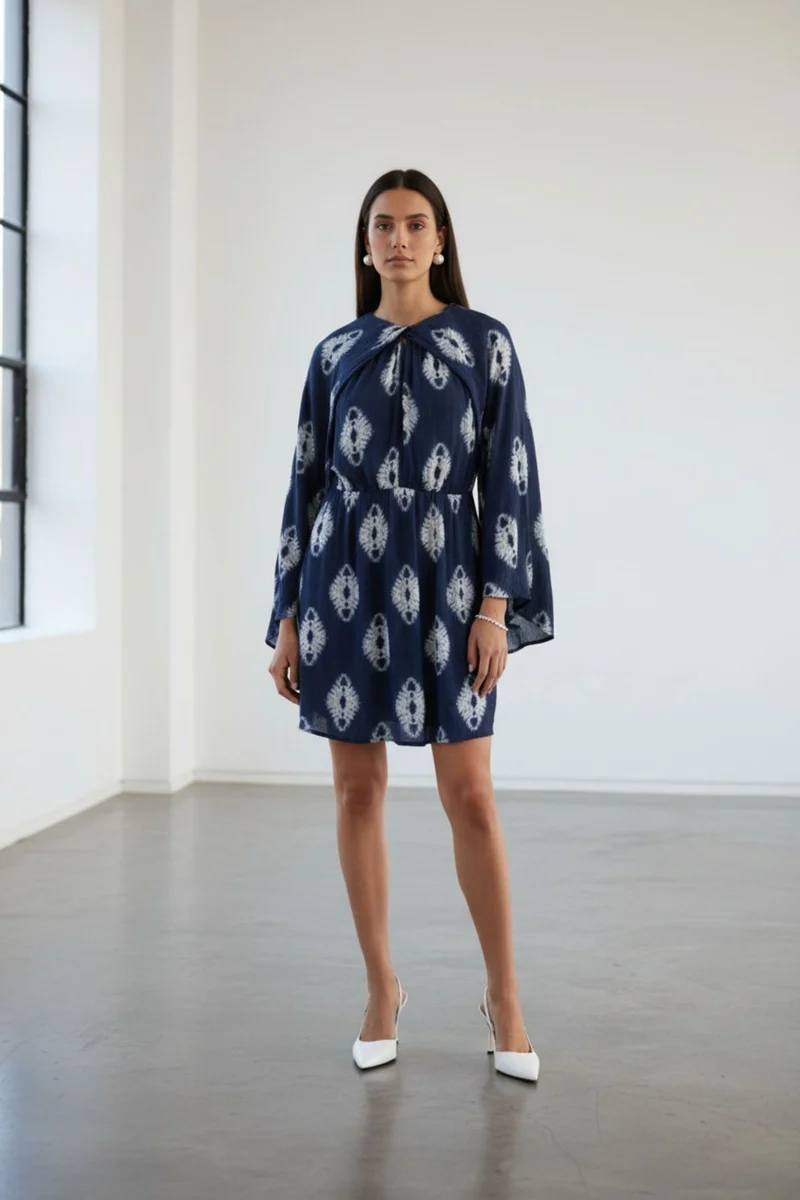 Calyra|Viscose Abstract Fit & Flare Dress