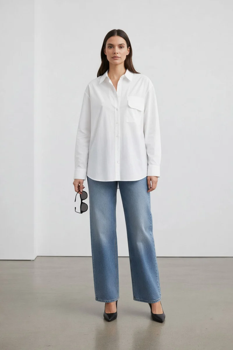 Arabelle|100% Cotton Utility Wrap-Back Shirt