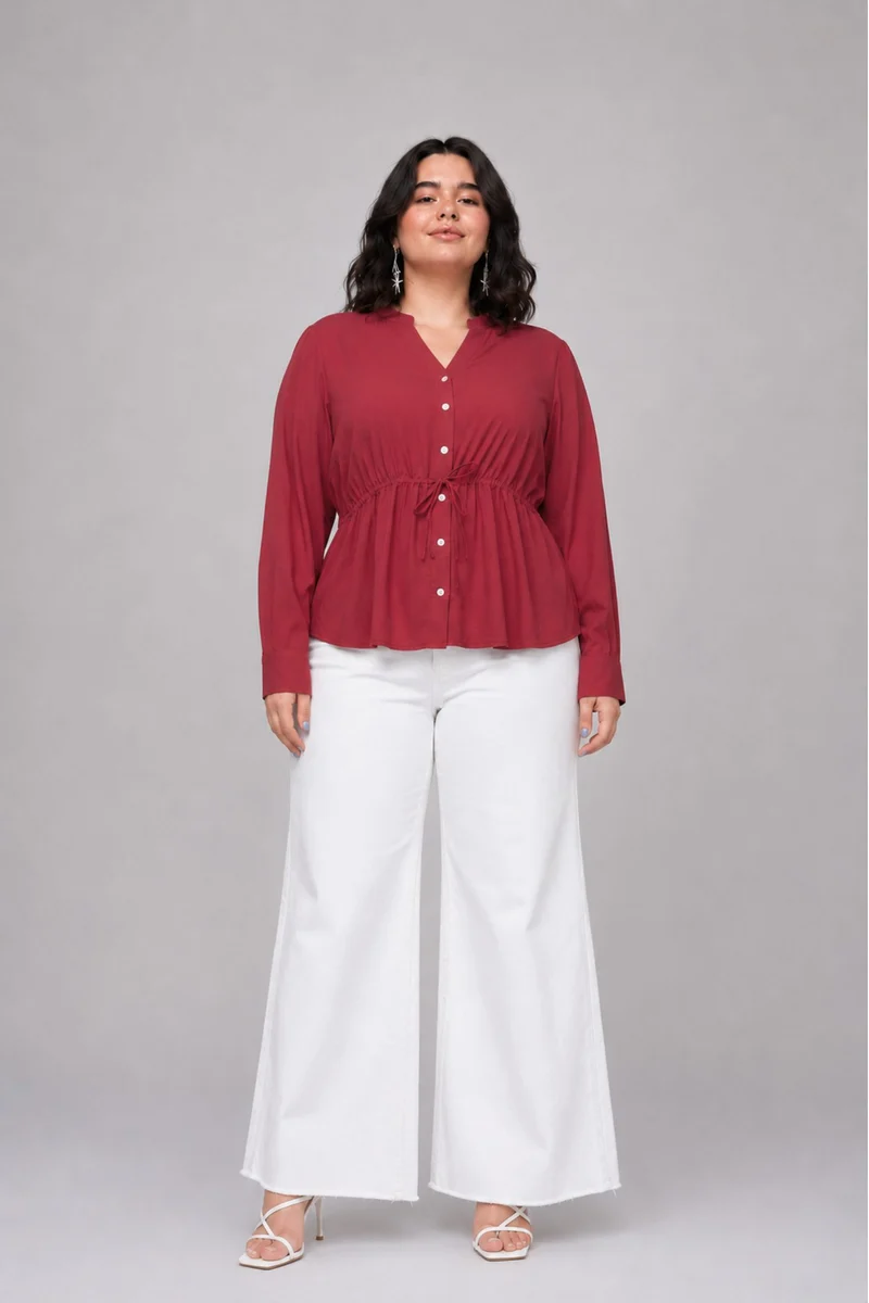 Althea|100% Cotton Top With Drawstring Waist
