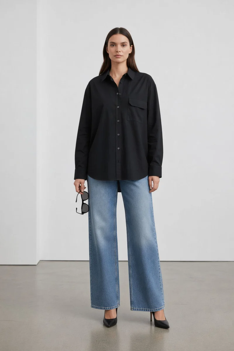 Sylvette|100% Cotton Utility Wrap-Back Shirt
