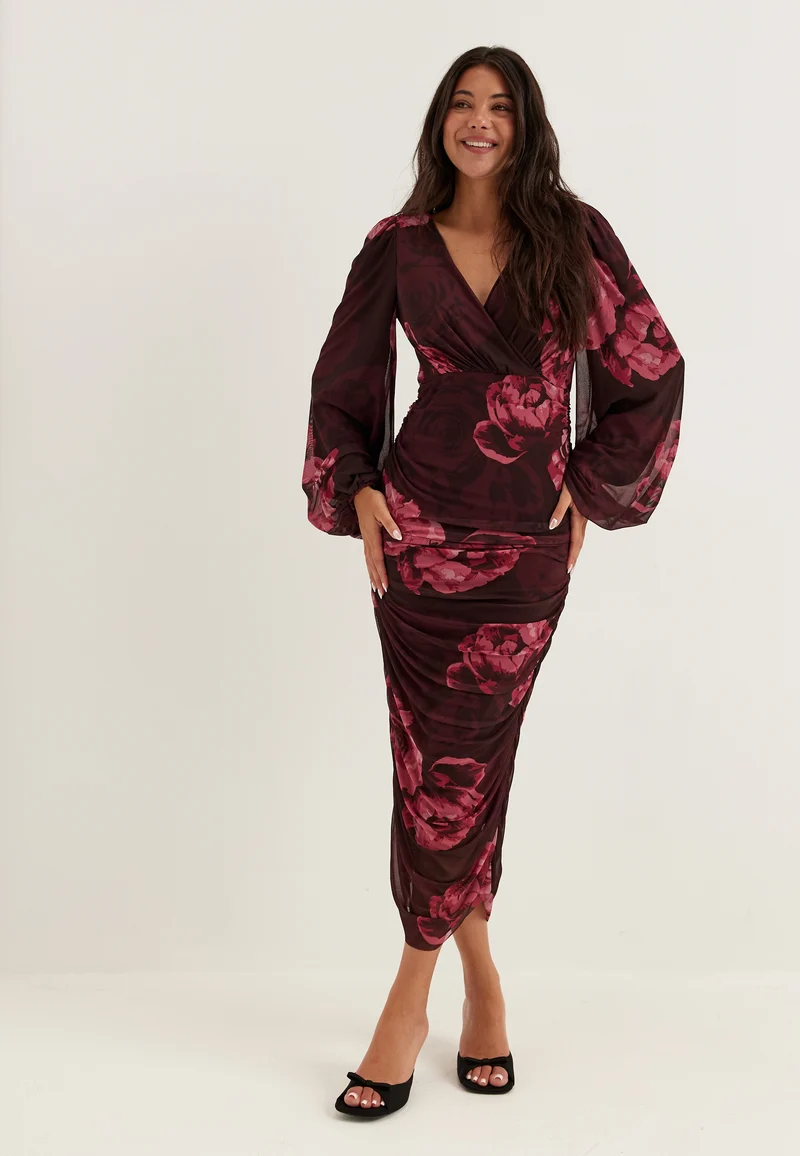 Mesh Wrap Ankle Dress