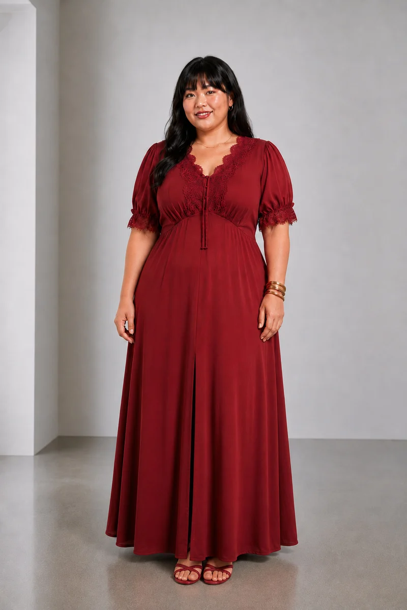 Valleria|100% Viscose V Neck A Line Dress