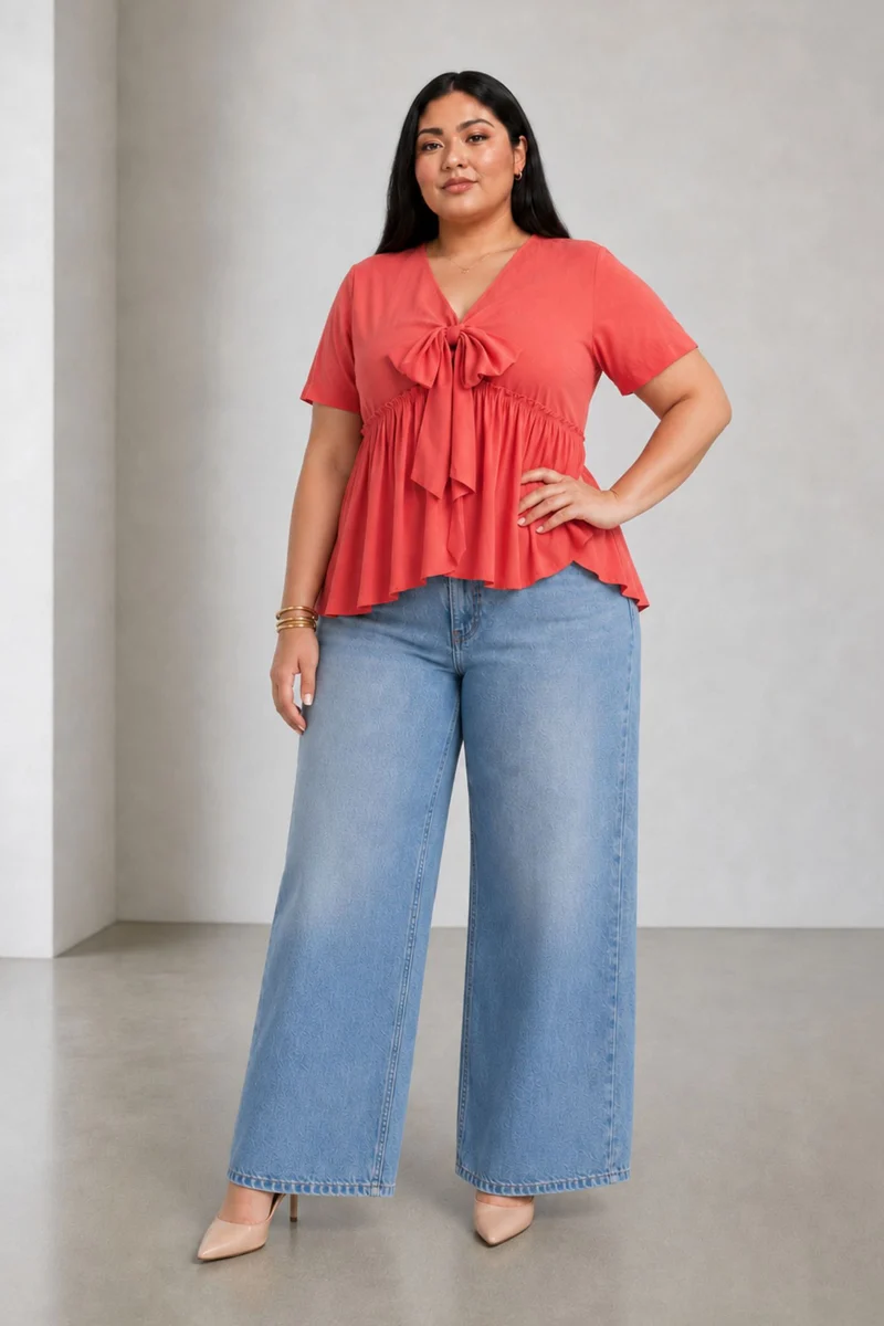 Zorina|100% Viscose Peplum Top