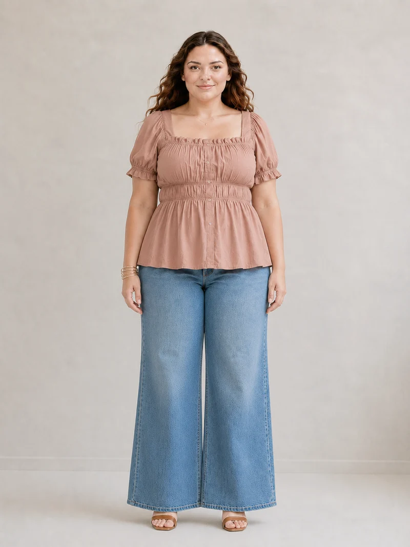 Azelia|100% Viscose Elasticated Peplum Top