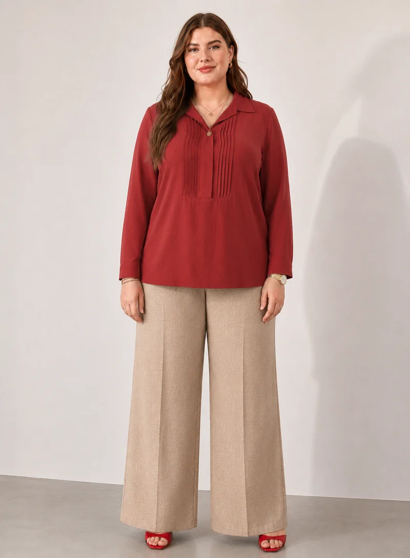 Orelina|100% Viscose Relaxed Fit Shirt