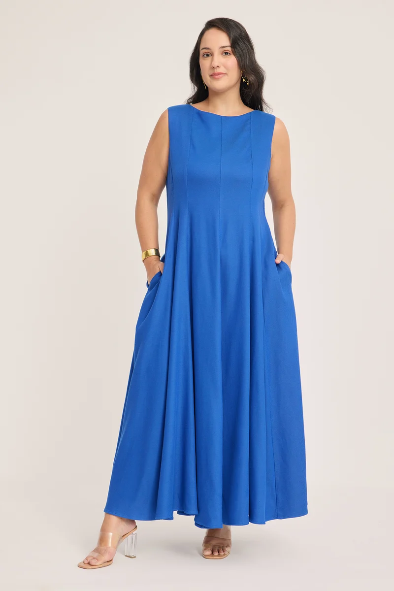 Zenaida|100% Viscose Fit & Flared Maxi Dress
