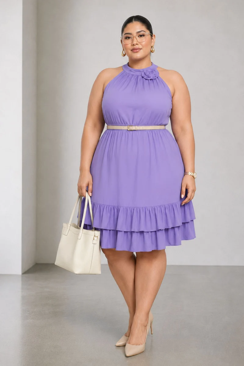 Cressida|100% Viscose Halter Mini Dress