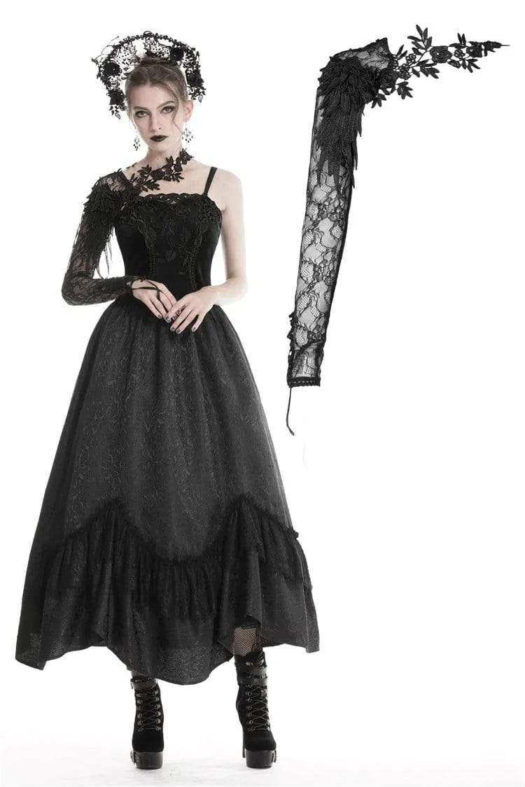 Gotisk halv spetsärm med blommor för kvinnor